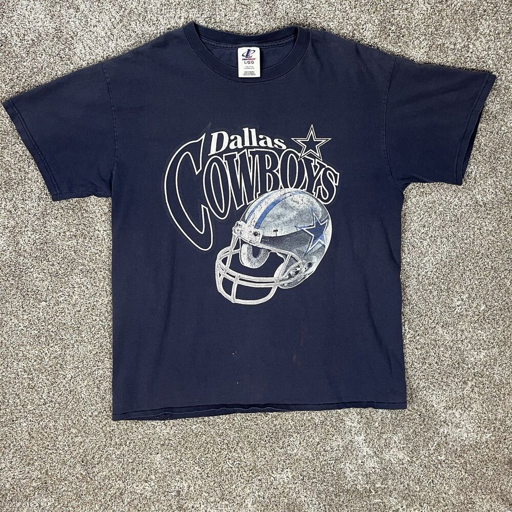 Vintage Logo 7 Dallas Cowboys Big Graphic Distressed Shirt Tee Size Large 90s